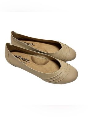 NEW SoftWalk Womens Size 6 Mocha Leather Safi Ballet Flat Arch Support $105